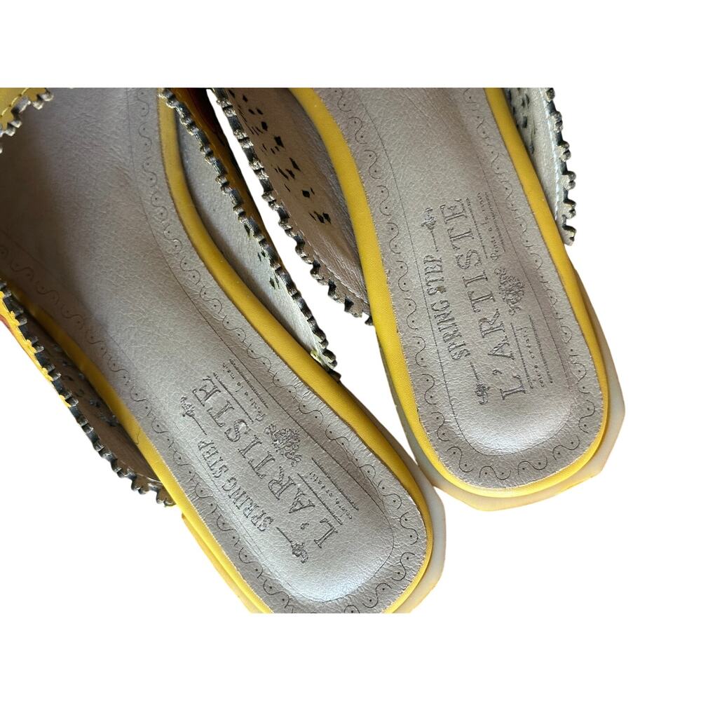 L'Artiste by Spring Step Yellow Leather Galatina Mule Art to wear - Picture 7 of 7